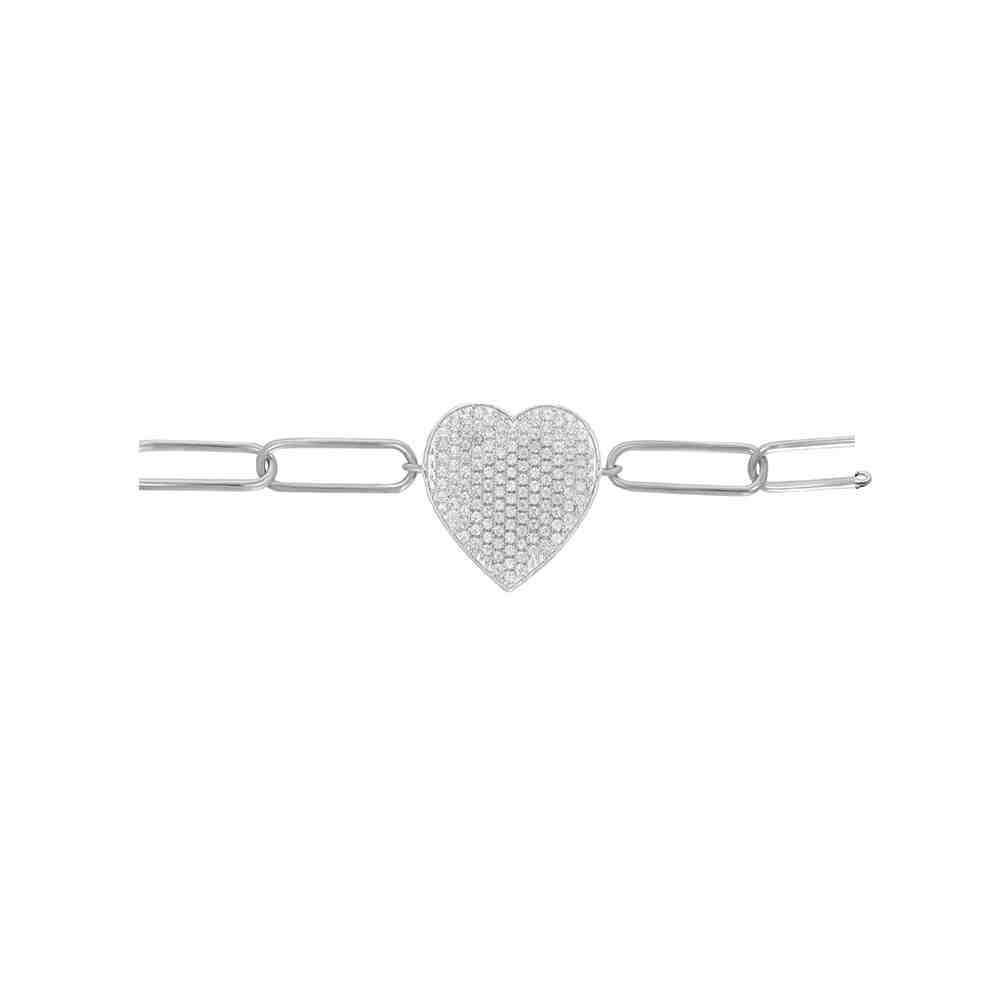  Heart Paperclip-Link Bracelet BR51038A